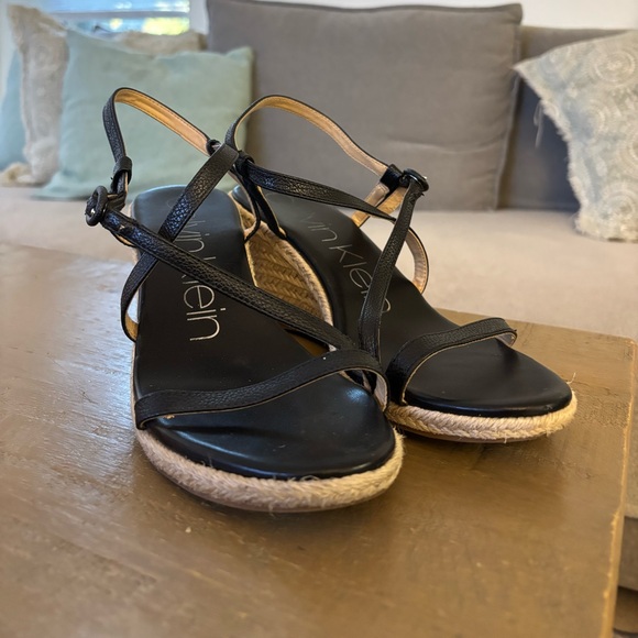 Calvin Klein Shoes - Calvin Klein Black Espadrille Sandals Heeled woven Women’s Size 8M